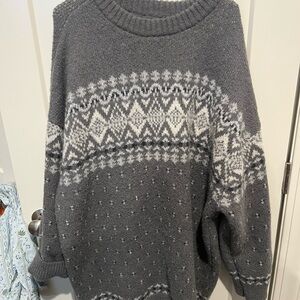 Gray Patterned Sweater Dress